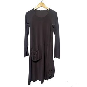MC Planet by Innate Asymmetrical Lagenlook Long Sleeve Dress in Brown 10 NWOT